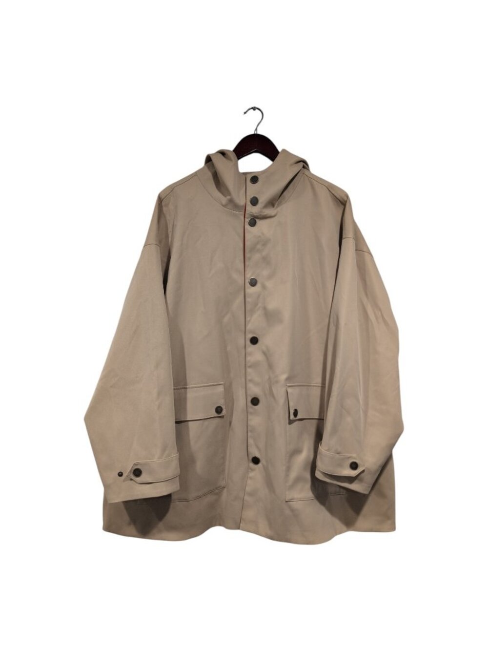Maeve Anthropologie Women's Hooded Utility Jacket Tan Orange Snap Closure Sz 2X